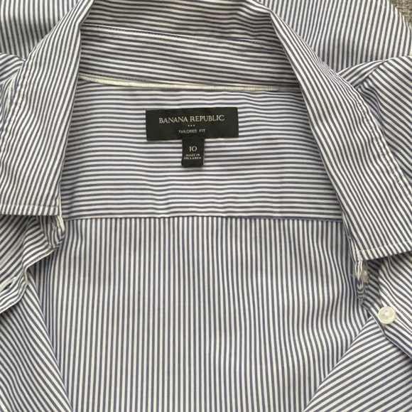 Banana Republic Navy and White Striped Shirt Tailored Fit - Picture 2 of 9